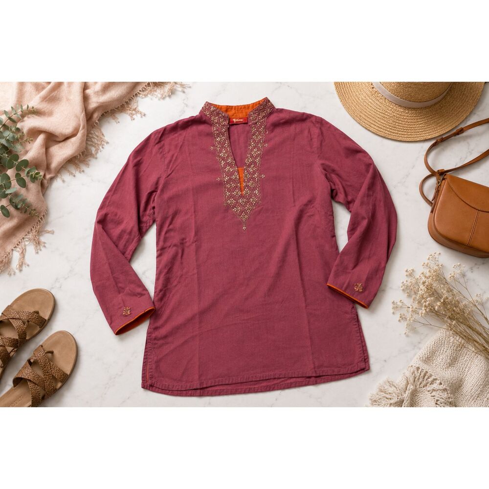 Maggam Blouse Motif Zardozi Womens Hand Embroidered Size Medium Cotton Pakistan